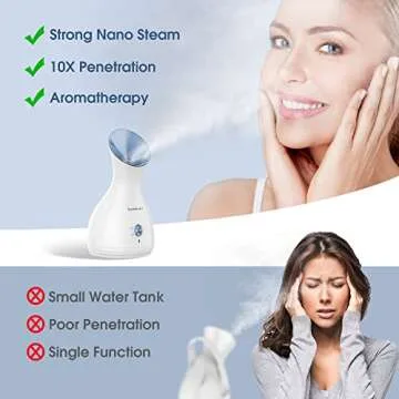 Newbealer 2in1 Facial Steamer, Hot Mist Facial Aromatherapy Humidifier Atomizer, Large Face Steamer Unclogs Pores Sinuses Moisturizing, Home Sauna Spa with Eyebrow Set (Blue, 170 ml)