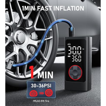 Tire Inflator Portable Air Compressor, 150PSI Cordless Air Pump for Car Tires, Bike Tire Pump with P...