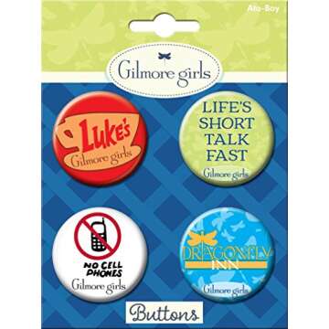 Ata-Boy Gilmore Girls Assortment #1 Set of 4 1.25" Button Officially Licensed Collectible Buttons