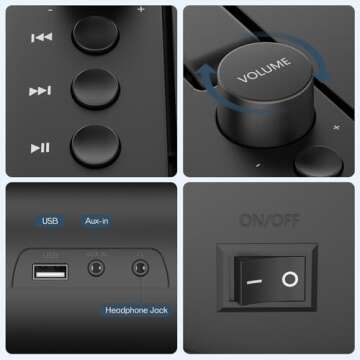 CD Player Portable, FM Radio with Dual Stereo Sound System, Rechargeable Bluetooth Boombox with Remote Control, Playback CD/CD-R/CD-RW/MP3, Support USB & AUX-in, Headphone Output