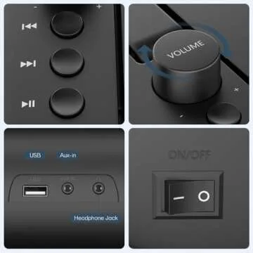 CD Player Portable, FM Radio with Dual Stereo Sound System, Rechargeable Bluetooth Boombox with Remote Control, Playback CD/CD-R/CD-RW/MP3, Support USB & AUX-in, Headphone Output