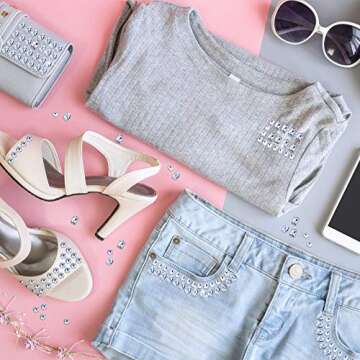 WILLBOND 156 Pcs Sew on Rhinestones Claw Flatback Crystal Rhinestones Metal Prong Setting Gems Acrylic Glass Sewing Gems for Clothes DIY Craft Shoes Dress Jewelry Making(White)