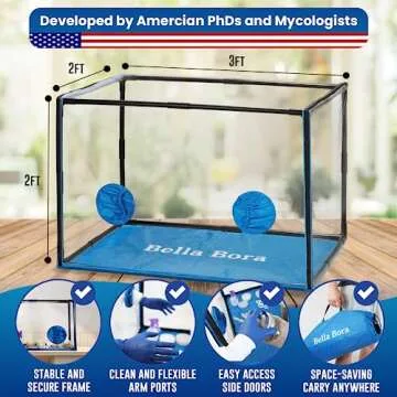 Bella Bora Still Air Box Mycology (Sturdy) Mushroom Grow Box Alt to Laminar Flow Hood Fume Hood for Lab Mycology Supplies by USA Mycologists V1 (Large)