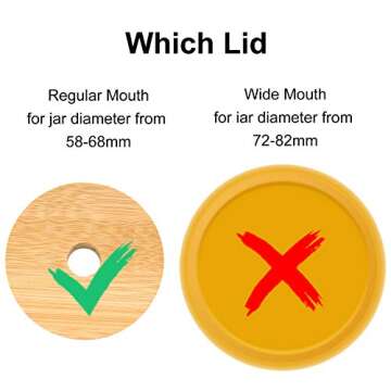 Boao 6 Pack Mason Jar Lids with Straw Reusable Bamboo Lids Wide Mouth Jar Lids 70 mm Regular Mouth Wood Lids with 6 Pieces Reusable Stainless Steel Straws, Cleaning Brush and Bag(Simple Style)