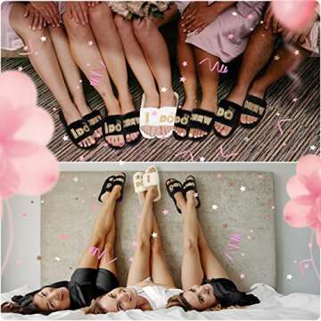 18 Pcs Bride Bridesmaid Robe with Slippers Satin Maid/matron of Honor Short Wedding Party(Elegant Style,White Black)