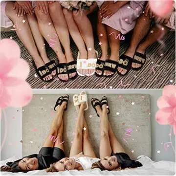 18 Pcs Bride Bridesmaid Robe with Slippers Satin Maid/matron of Honor Short Wedding Party(Elegant Style,White Black)