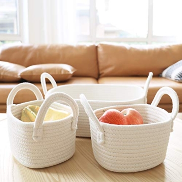 LA JOLIE MUSE Cotton Rope Storage Basket Set