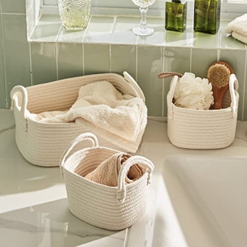 LA JOLIE MUSE Cotton Rope Storage Basket Set