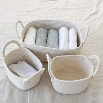 LA JOLIE MUSE Cotton Rope Storage Basket Set