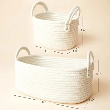 LA JOLIE MUSE Cotton Rope Storage Basket Set