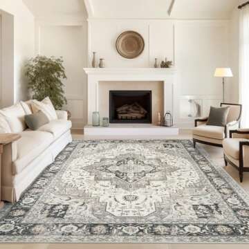 Roxstand Washable Rugs 8x10 Area Rugs - Ultra-Soft Vintage Design for Home Decor