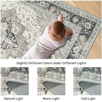 Roxstand Washable 8x10 Rug, Ultra Thin Non-Slip Style