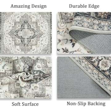 Roxstand Washable 8x10 Rug, Ultra Thin Non-Slip Style
