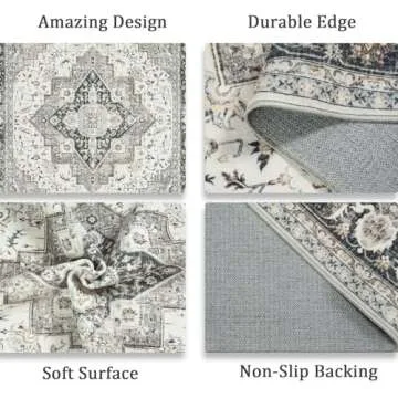Roxstand Washable 8x10 Rug, Ultra Thin Non-Slip Style