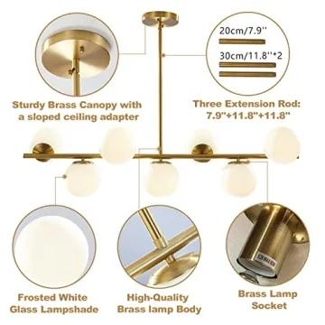 KCO Lighting Modern Brass 7-Light Chandelier Pendant Light