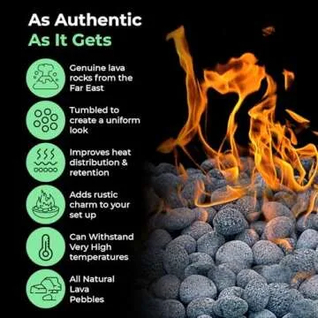 Premium Pebbles Black Lava Rocks for Fire Pit - 2 to 3 inch 10 lbs - Gas Fireplace Rocks - Black Lav...