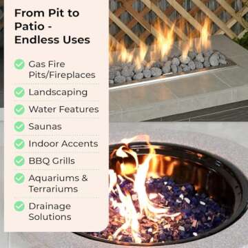 Premium Pebbles Black Lava Rocks for Fire Pit - 2 to 3 inch 10 lbs - Gas Fireplace Rocks - Black Lava Rock for Propane Fire Pit - Decorative Lava Stone Volcanic Rock for Outdoor & Indoor Gas Fireplace