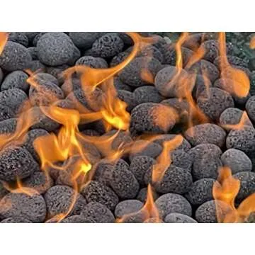 Premium Pebbles Black Lava Rocks for Fire Pit - 2 to 3 inch 10 lbs - Gas Fireplace Rocks - Black Lava Rock for Propane Fire Pit - Decorative Lava Stone Volcanic Rock for Outdoor & Indoor Gas Fireplace
