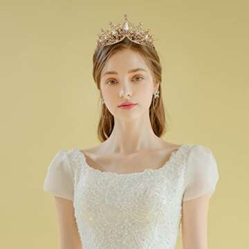 Women Baroque Queen Crown, Gold Princess Tiaras and Crowns Wedding Tiara and Crown for Bride Crowns ...