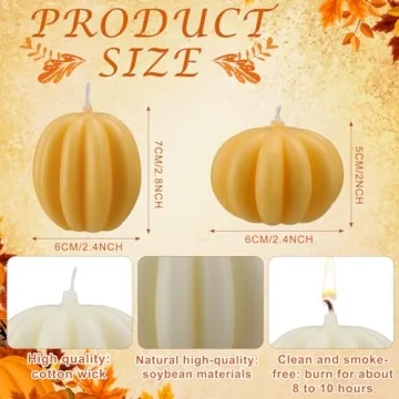 MTLEE Pumpkin Shaped Candles for Home Decor and Thanksgiving