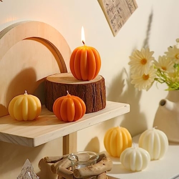 MTLEE Pumpkin Shaped Candles for Home Decor and Thanksgiving