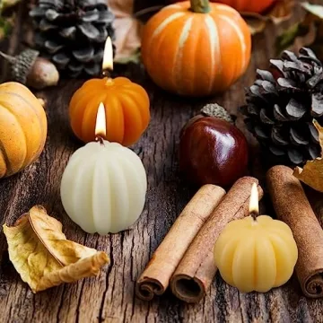 MTLEE Pumpkin Shaped Candles for Home Decor and Thanksgiving
