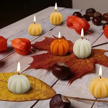 MTLEE Pumpkin Shaped Candles for Home Decor and Thanksgiving
