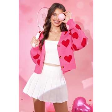 Cute Women's Heart Cardigan for Valentine’s Day