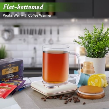 DRASTAR 20 oz Clear Glass Coffee Mug Set with Lid 2-pack