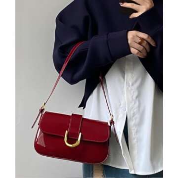 Retro Classic Clutch Bag for Women Y2K Underarm Bag Cute Purse PU Leather Crossbody Shoulder Bags Wa...