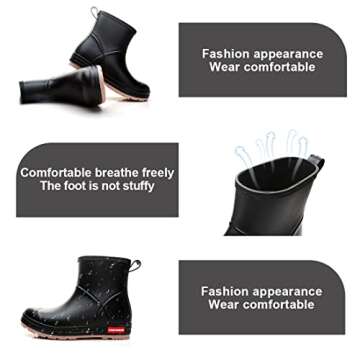 HSBDNZQ Rain Boots for Women, Lightweight Warm Waterproof Rain Boots, Anti-Slipping Garden Boots Sof...