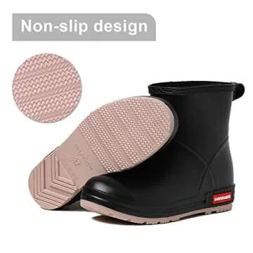 HSBDNZQ Rain Boots for Women, Lightweight Warm Waterproof Rain Boots, Anti-Slipping Garden Boots Soft and Durable, Chelsea Rain Boots with Comfortable Insoles for Outdoor