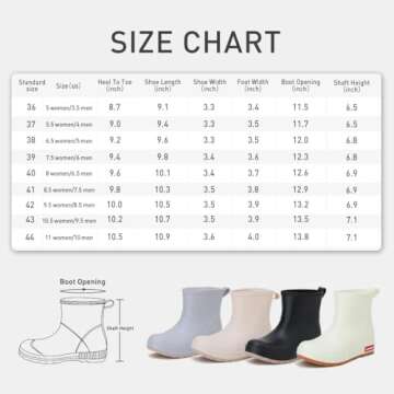 HSBDNZQ Rain Boots for Women, Lightweight Warm Waterproof Rain Boots, Anti-Slipping Garden Boots Soft and Durable, Chelsea Rain Boots with Comfortable Insoles for Outdoor
