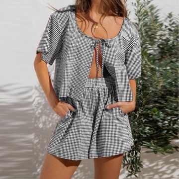 Stylish Women's Casual Plaid Pajamas Set for Every Occasion