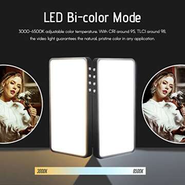 Andoer Portable RGB LED Video Light CRI 96+ Fill Light 10W Dimmable 3000K-6500K TLCI 98 with OLED Screen 4500mAh Power Bank Function for Video Selfie Live Streaming Portrait Photography Lighting
