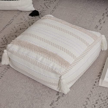 Stylish Blue Page Boho Unstuffed Pouf for Home Decor