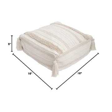 Stylish Blue Page Boho Unstuffed Pouf for Home Decor