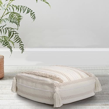 Stylish Blue Page Boho Unstuffed Pouf for Home Decor