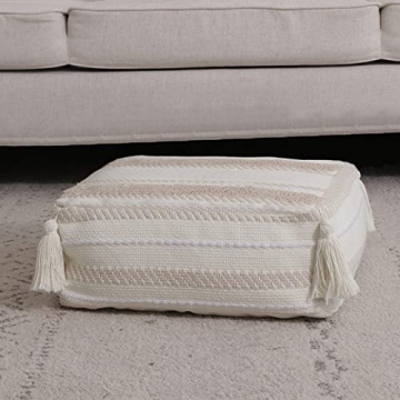 Stylish Blue Page Boho Unstuffed Pouf for Home Decor