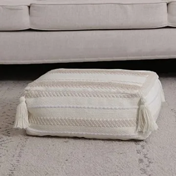 Stylish Blue Page Boho Unstuffed Pouf for Home Decor