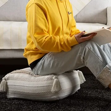 Stylish Blue Page Boho Unstuffed Pouf for Home Decor