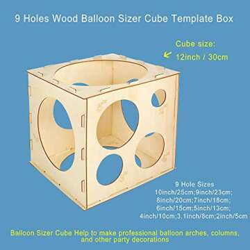 Pllieay 9 Sizes Collapsible Wood Balloon Sizer Cube Box for Balloon Decorations, Balloon Arches, Bal...