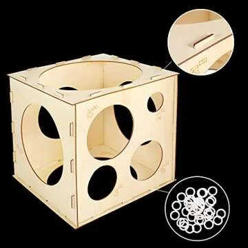Pllieay 9 Sizes Collapsible Wood Balloon Sizer Cube Box for Balloon Decorations, Balloon Arches, Balloon Columns (2-10 Inch)
