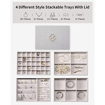 Vlando NEW Miller Jewelry Trays Stackable Showcase Display Drawer Organizer Storage- Multi-Purpose,Multiple Combinations, Large Capacity Multi-Layer Design and Fashion(Grey)