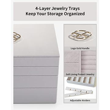 Vlando NEW Miller Jewelry Trays Stackable Showcase Display Drawer Organizer Storage- Multi-Purpose,Multiple Combinations, Large Capacity Multi-Layer Design and Fashion(Grey)