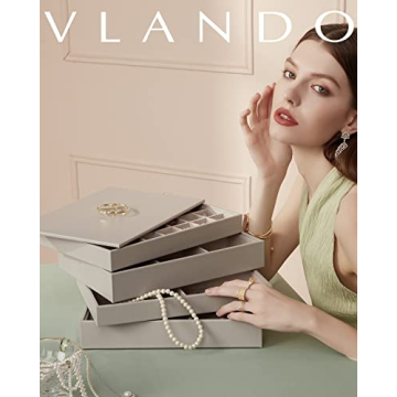 Vlando NEW Miller Jewelry Trays Stackable Showcase Display Drawer Organizer Storage- Multi-Purpose,Multiple Combinations, Large Capacity Multi-Layer Design and Fashion(Grey)