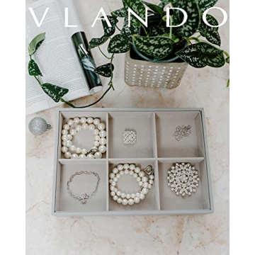 Vlando NEW Miller Jewelry Trays Stackable Showcase Display Drawer Organizer Storage- Multi-Purpose,Multiple Combinations, Large Capacity Multi-Layer Design and Fashion(Grey)
