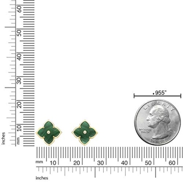 Lavari Flower Earrings with Green Malachite in Silver