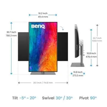BenQ PD3225U 32 Inch 4K IPS Black UHD Thunderbolt Monitor for MacBook, AQCOLOR, 98% P3, 100% sRGB & Rec.709, DeltaE ≤2, Factory Calibration, USB-C 85W, USB Hub, Daisy Chain, KVM Switch