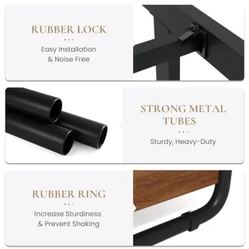 SHA CERLIN Metal Bed Frame with Wooden Headboard and Footboard